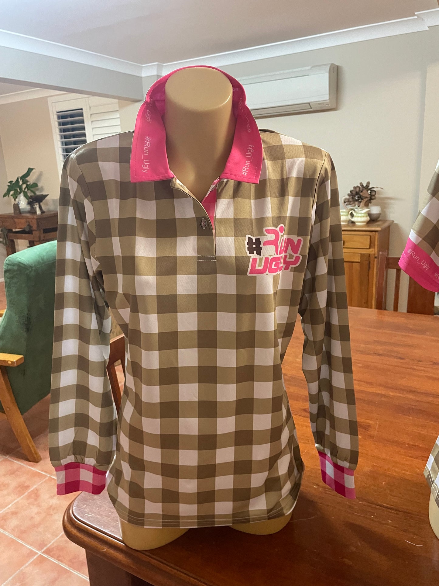 Gingham Long Sleeve Polo